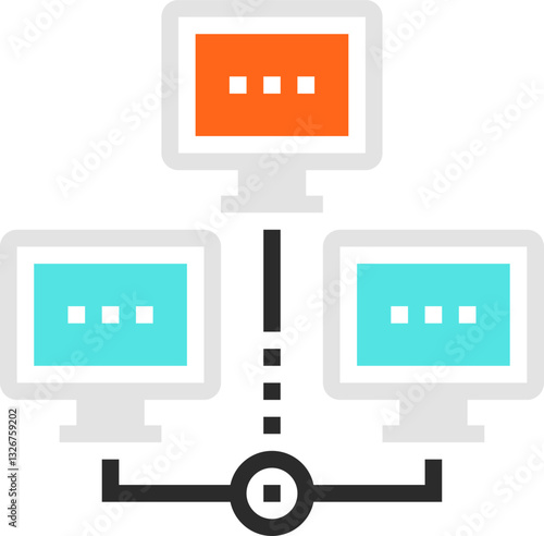 distributed database flat line web icon concept