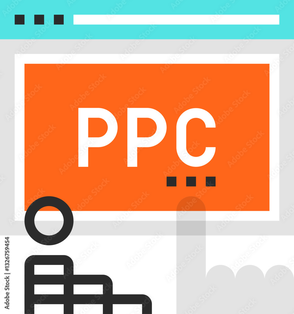 pay per click flat line web icon concept pay per click flat line web icon concept