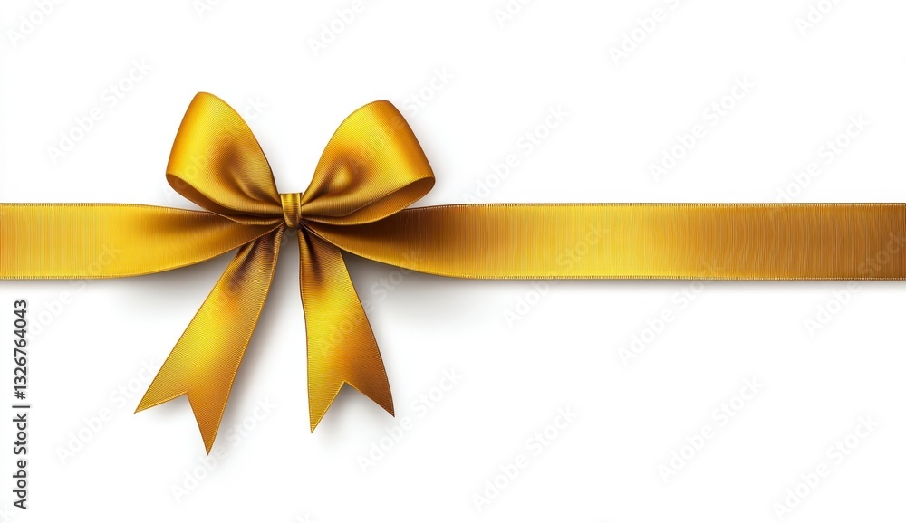 Gold ribbon bow on white background. Perfect for gift wrapping, holidays, or celebrations. The image features a metallic gold ribbon tied in a classic bow. Gold ribbon bow on white background. Perfect for gift wrapping, holidays, or celebrations. The image features a metallic gold ribbon tied in a classic bow.