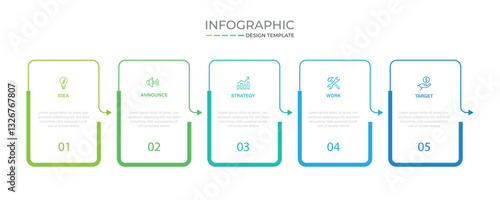 Business vector infographic design template with icons and 5 options or steps. Can be used for process diagram, presentations, workflow layout, banner, flow chart, info graph