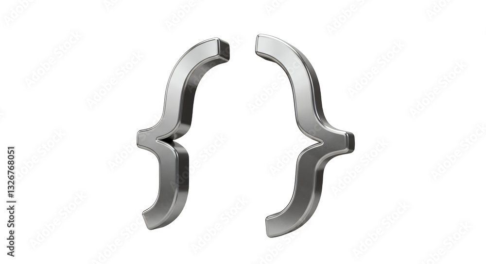 Bracket Metallic Symbol Isolated on White Background for Design Element Bracket Metallic Symbol Isolated on White Background for Design Element