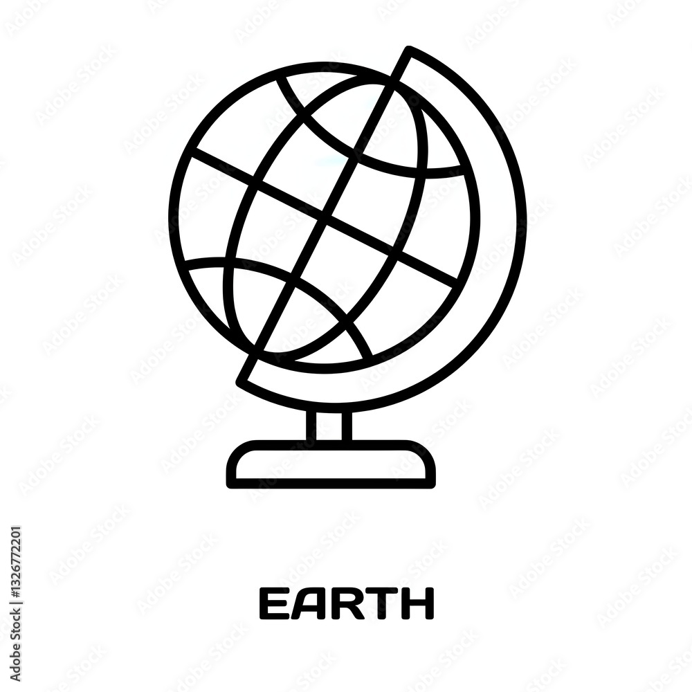 Earth editable stroke outline icon isolated on white background flat vector illustration, black outline, Pixel perfect Earth editable stroke outline icon isolated on white background flat vector illustration, black outline, Pixel perfect