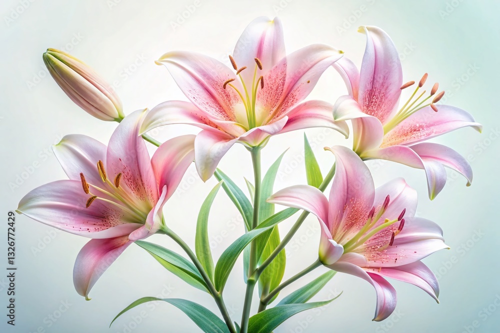 Elegant Line Art Lily Flowers: Delicate & Soft Botanical Illustration Elegant Line Art Lily Flowers: Delicate & Soft Botanical Illustration
