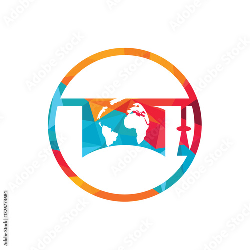 Study abroad vector logo design. Graduation cap and globe icon.