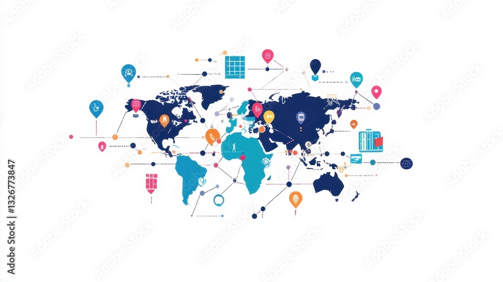 Obraz premium Minimalist Infographic of Global Trade Flow