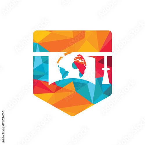 Study abroad vector logo design. Graduation cap and globe icon.