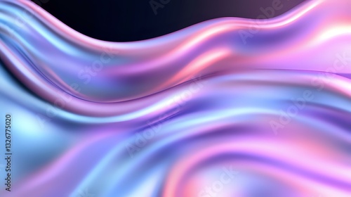 Wallpaper Mural Smooth flowing abstract waves in holographic pink, purple and blue colors create dynamic motion effect on dark background. Modern design element. Torontodigital.ca