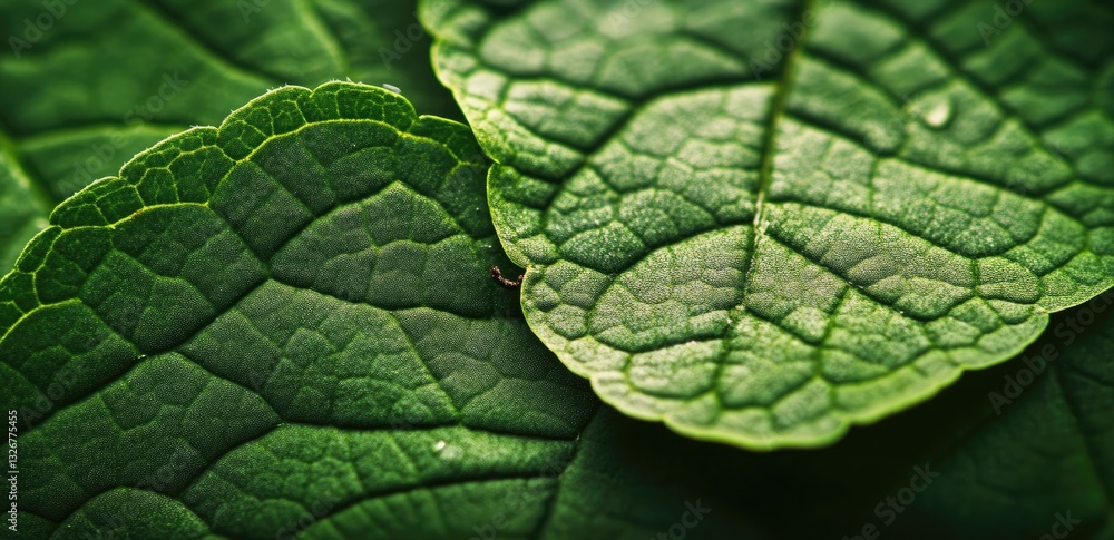 Closeup of Lush Green Leaf Veins Closeup of Lush Green Leaf Veins