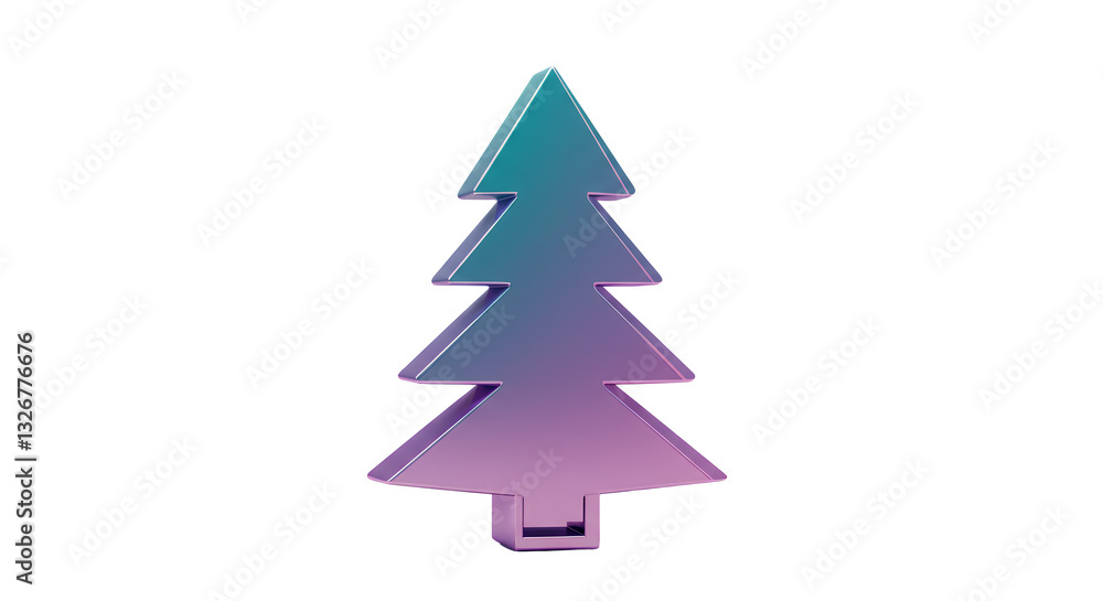 Shiny Decorative Tree with Blue and Purple Gradient on White Shiny Decorative Tree with Blue and Purple Gradient on White