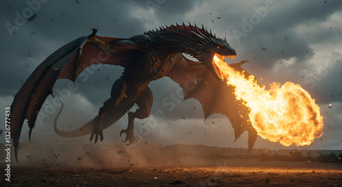 A dragon breathing Fire