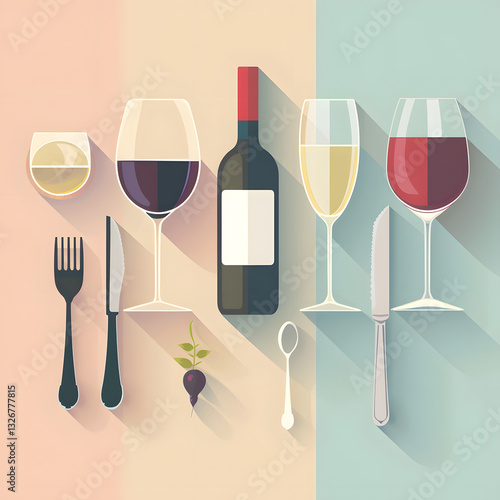 icon, illustration set for food and drink