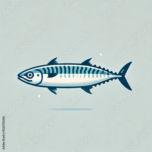 Wallpaper Mural Flat design illustration mackerel. The fish is depicted in a simple, modern, and minimalistic style.  Torontodigital.ca