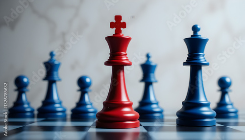 Red vs Blue Chess Strategy: Leadership Image