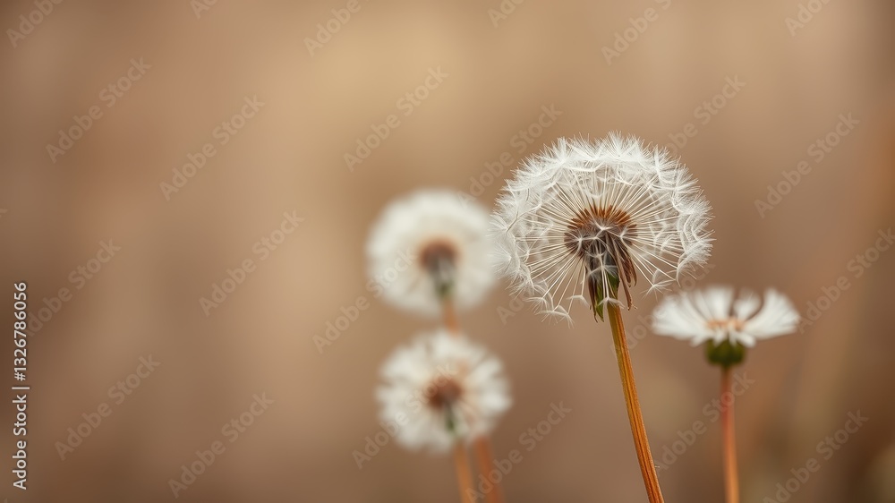 Delicate Dandelion Seed Heads with Soft Focus Background Delicate Dandelion Seed Heads with Soft Focus Background