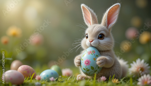 Adorable Easter Bunny with Egg