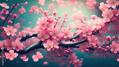 Background hyper realistic colorful Cherry blossom beautiful wallpaper hd best quality image