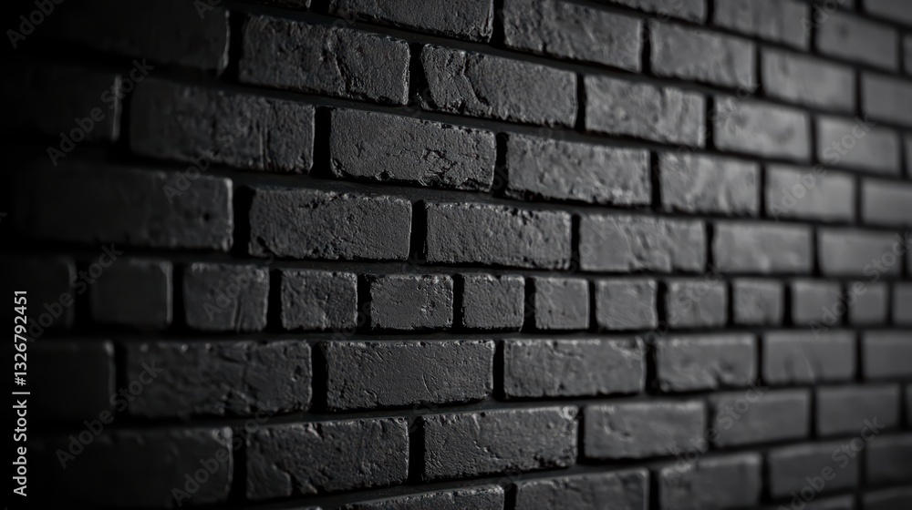 Textured black brick wall with dramatic lighting Textured black brick wall with dramatic lighting
