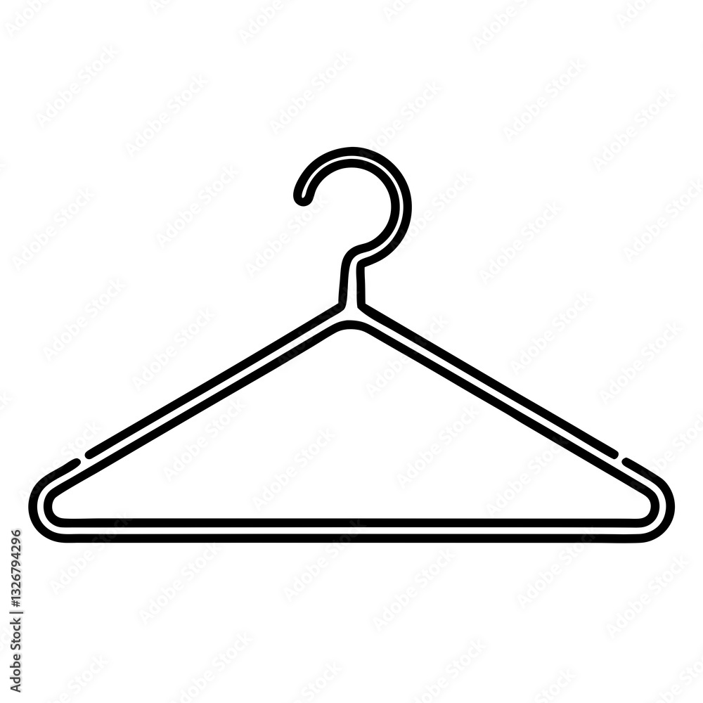 hanger line art drawing, isolated on white background hanger line art drawing, isolated on white background
