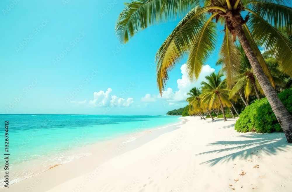 Fototapeta premium tropical beach with coconut palm trees