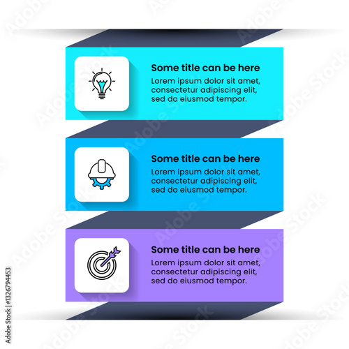 Infographic template. 3 connected banners with icons