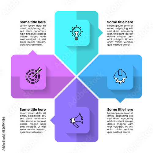 Infographic template. Cross with 4 steps and icons