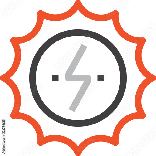 solar energy flat line web icon concept