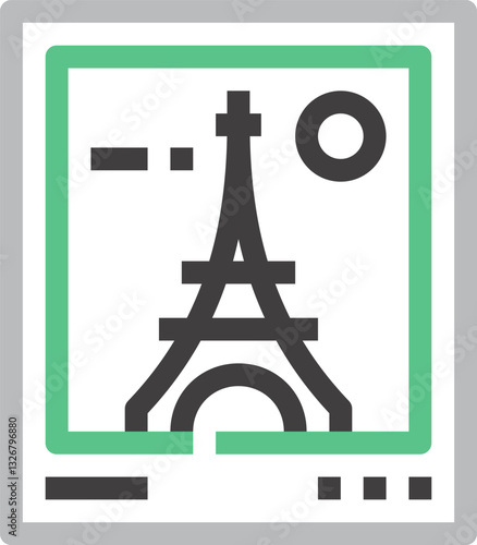 landmark photo flat line web icon concept