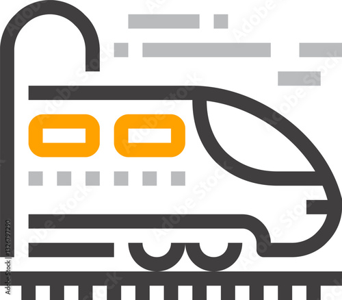 railroad trip flat line web icon concept