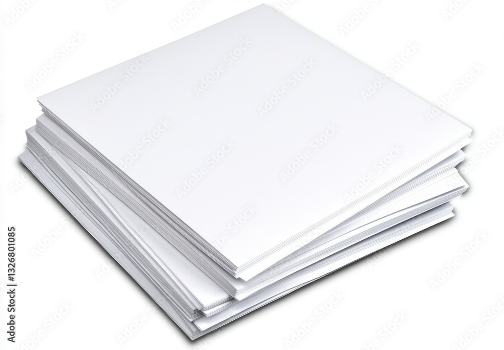 Stack of white rectangular paper sheets, slightly offset for depth, isolated on white background. Clean and simple. Stack of white rectangular paper sheets, slightly offset for depth, isolated on white background. Clean and simple.
