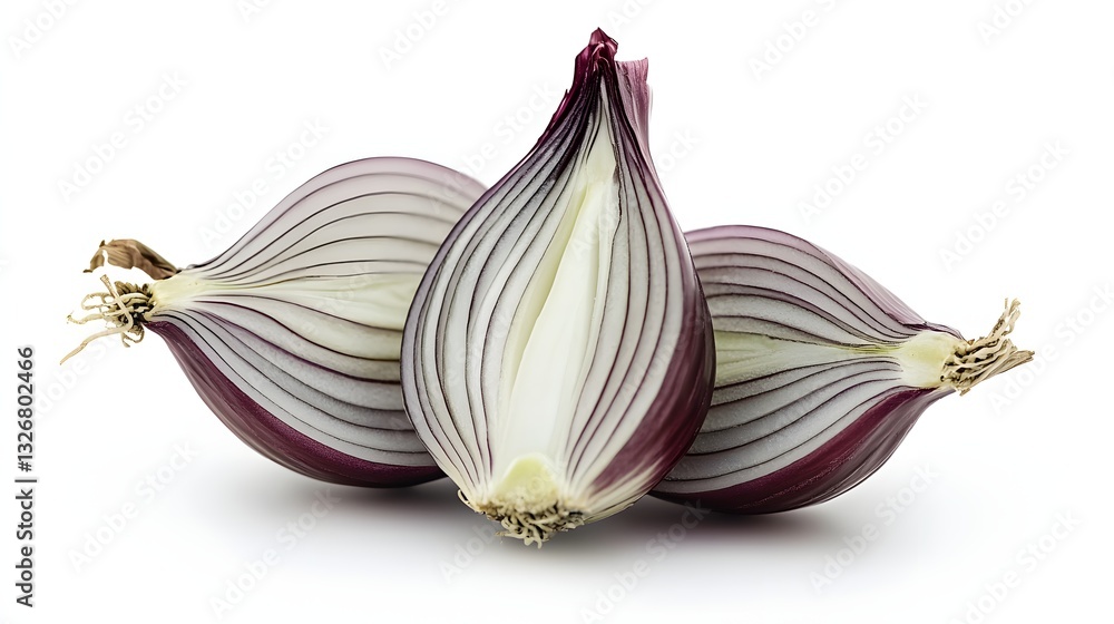 custom made wallpaper toronto digitalThree Freshly Cut Red Onions With Striped Layers Displayed Against A White Background