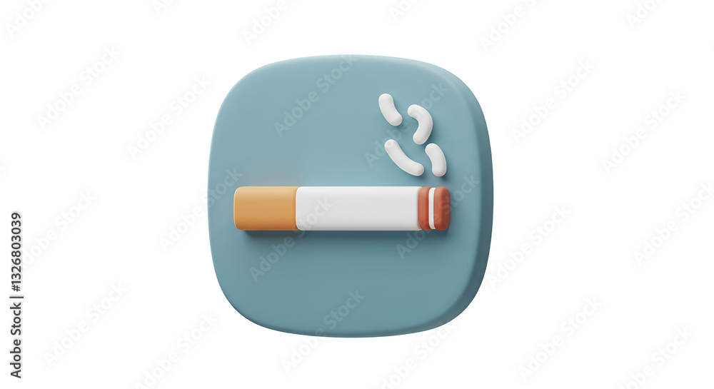 Smoking Cigarette with Smoke 3D Render on Blue Background Design Smoking Cigarette with Smoke 3D Render on Blue Background Design