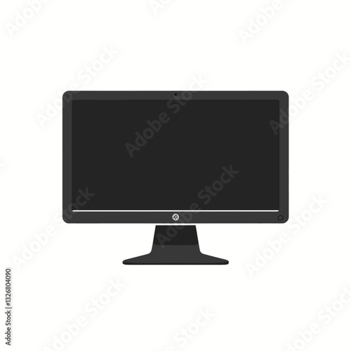 Black desktop computer display on white