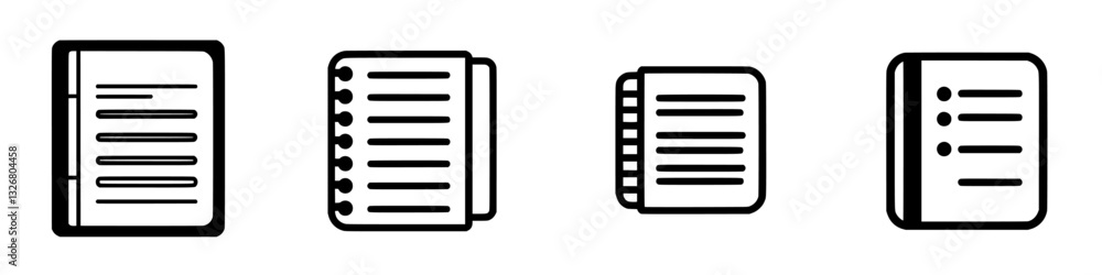 Various designs of notebooks displayed in a grid format showcasing different styles and binding methods Various designs of notebooks displayed in a grid format showcasing different styles and binding methods