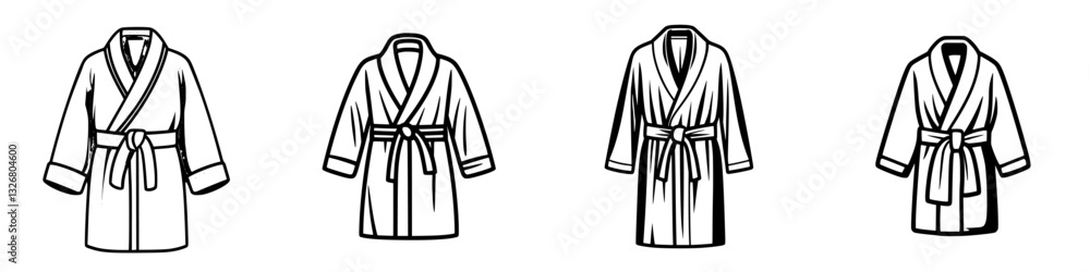 Variety of bathrobes displayed with distinct styles and features showcasing comfort and elegance Variety of bathrobes displayed with distinct styles and features showcasing comfort and elegance