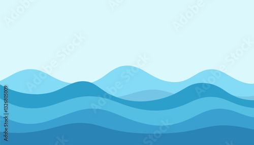 Blue sea waves abstract background illustration
