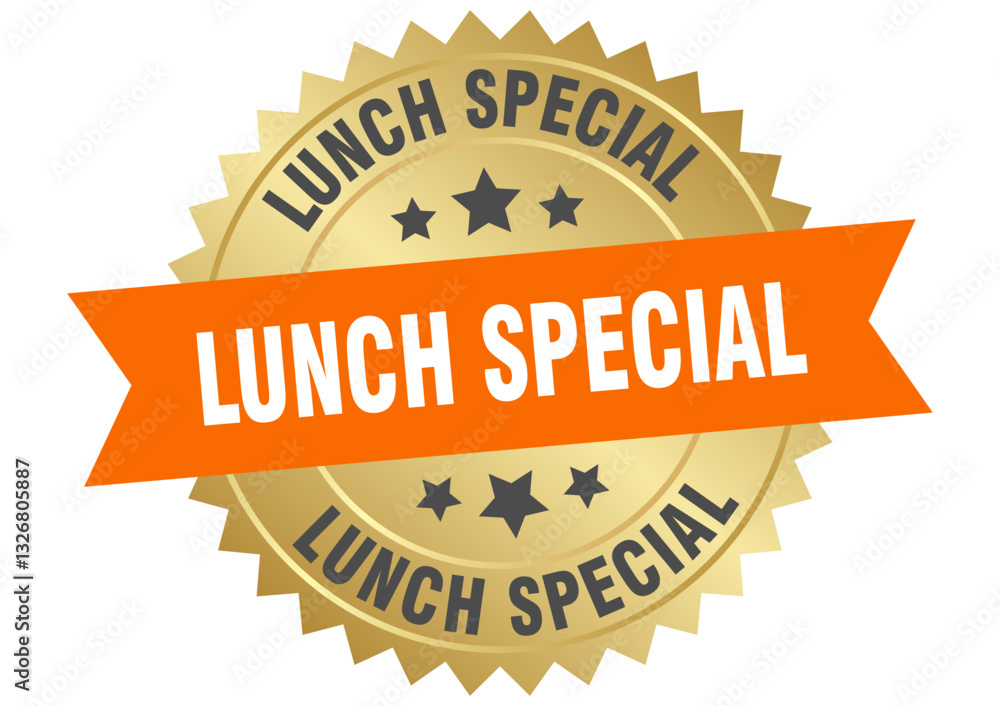 lunch special. lunch special round orange and gold label isolated on transparent background lunch special. lunch special round orange and gold label isolated on transparent background