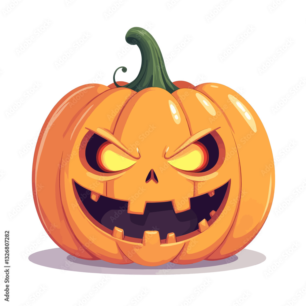 Cartoon Jack-O'-Lantern with Glowing Eyes and Gritted Teeth Cartoon Jack-O'-Lantern with Glowing Eyes and Gritted Teeth