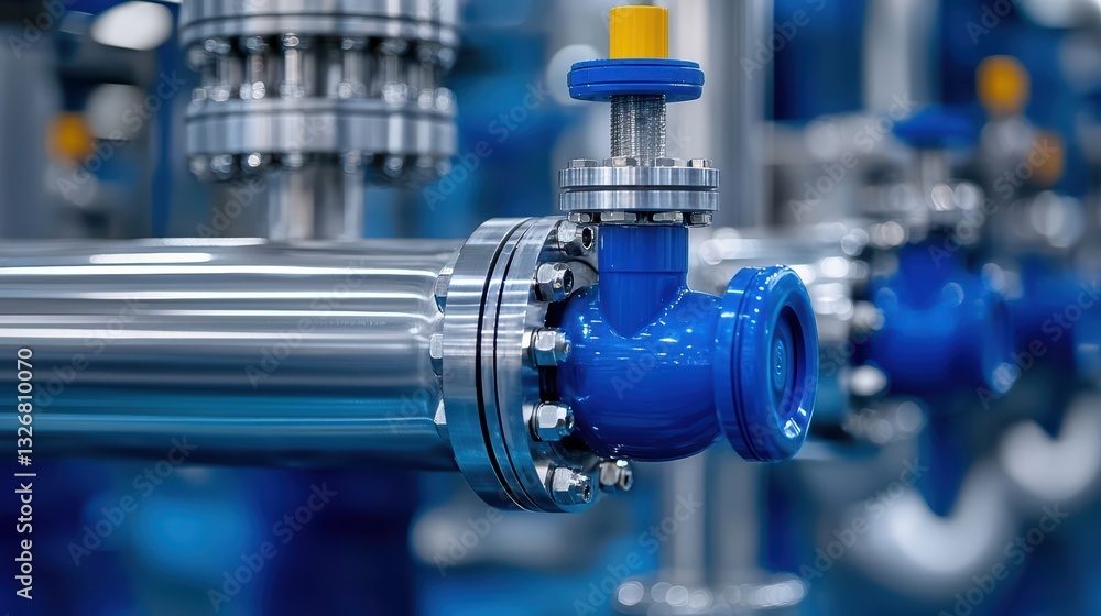Close-up of industrial valve in a modern piping system Close-up of industrial valve in a modern piping system