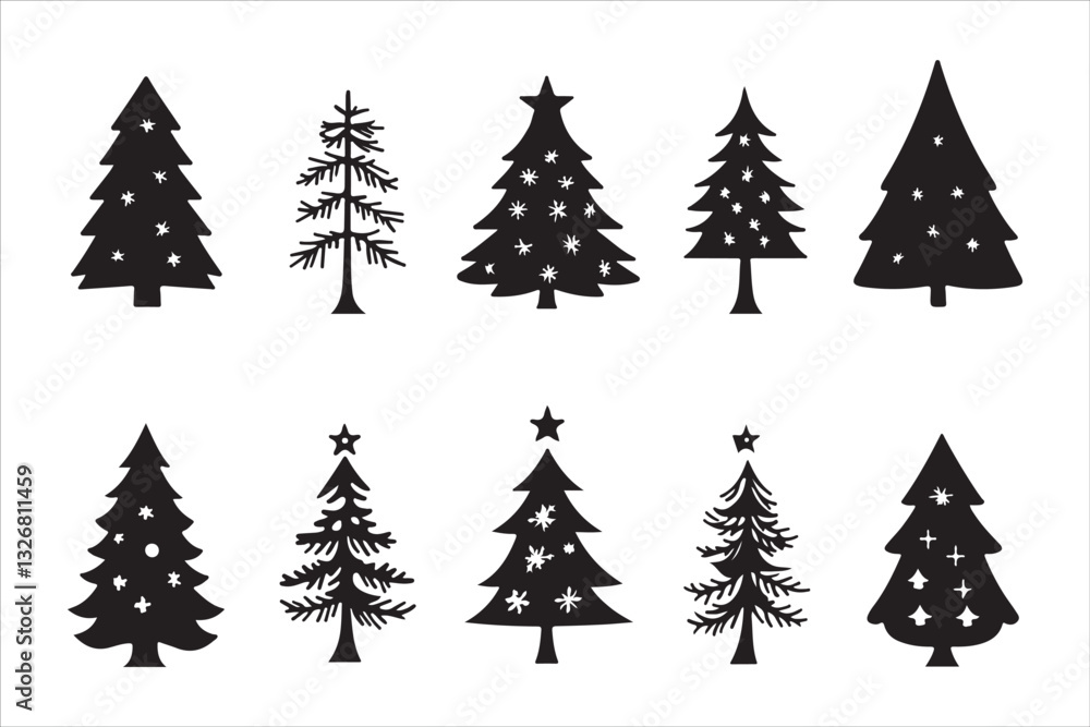 Obraz premium Winter Christmas Tree Clipart Set