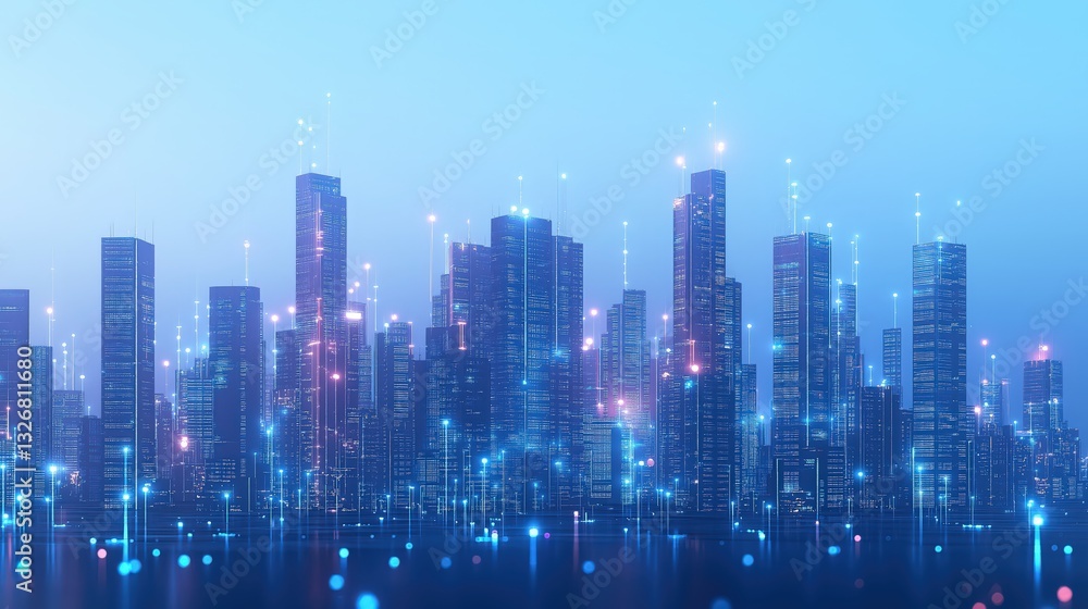 Fototapeta premium Technological future city scenery