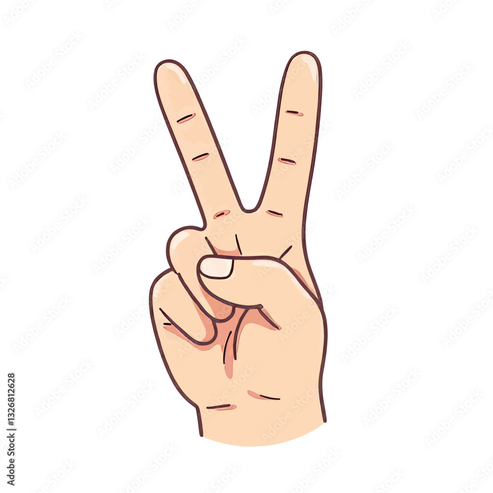 Hand making a peace sign with fingers up Hand making a peace sign with fingers up