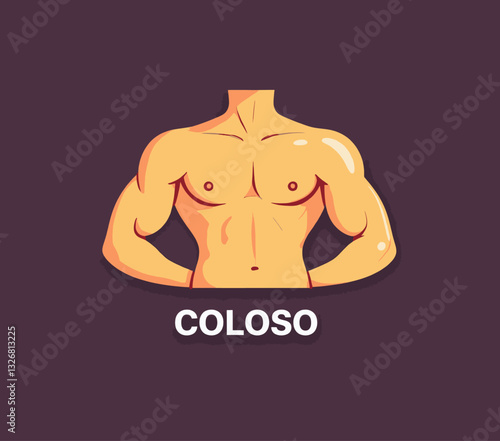 Illustration of muscular male torso on dark background