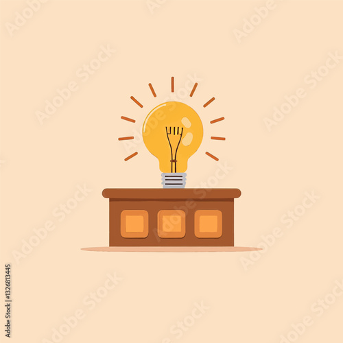 Lightbulb on desk, bright idea concept
