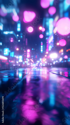 ネオン街のボケ背景