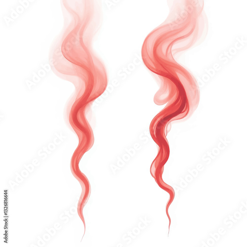 Red Smoke or Steam Isolated on White