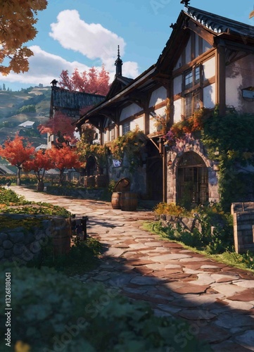 japanese temple in autumn