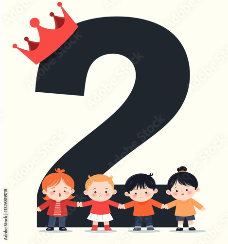 Two Crown Kids Cartoon Holding Hands
