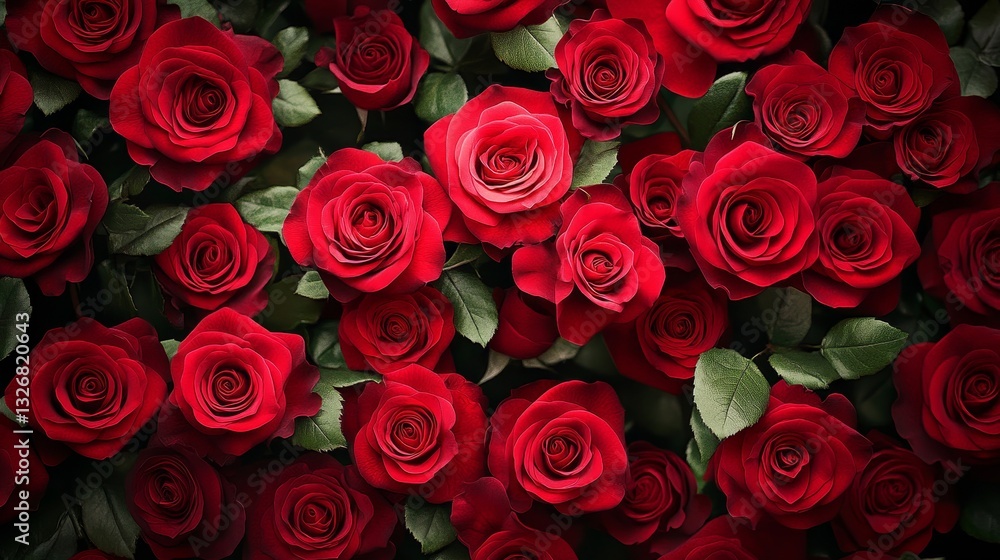 Obraz premium red roses background, floral wallpaper, top view