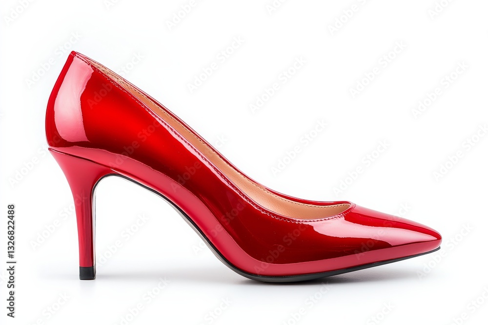 Elegant Red High Heeled Shoe in Glossy Finish Elegant Red High Heeled Shoe in Glossy Finish