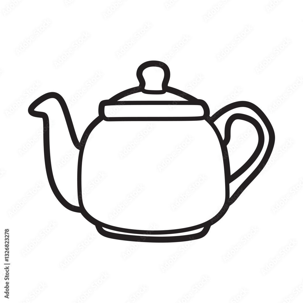 black and white vector teapot oval facing left black and white vector teapot oval facing left